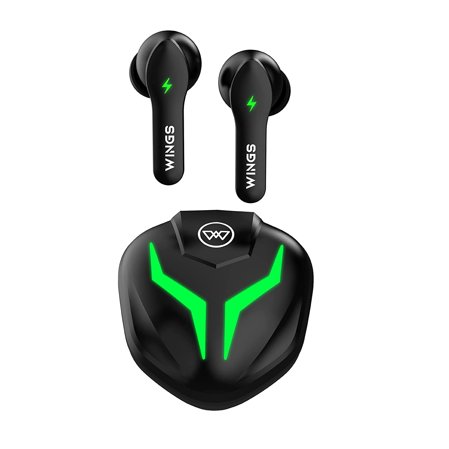 Wings Phantom Black & Green Gaming True Wireless Earbuds With 65 ms Latency